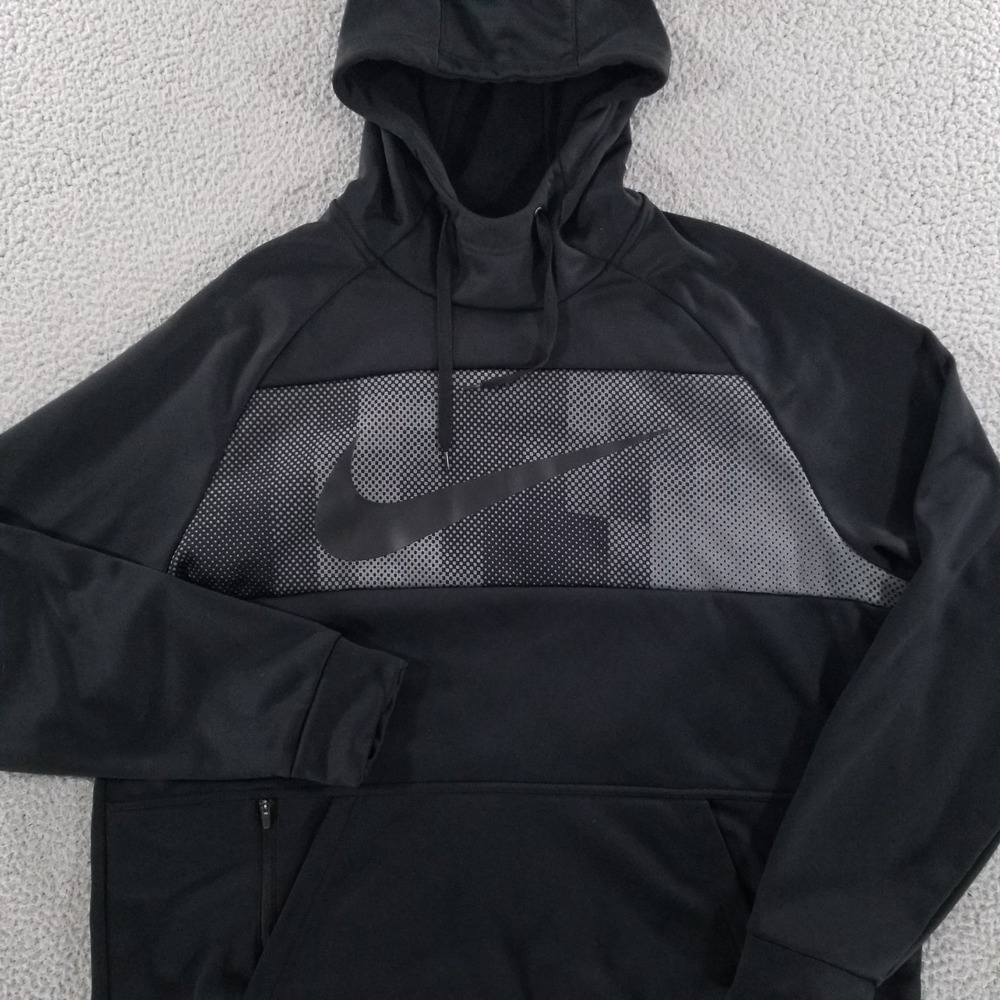 Nike Hoodie Mens XL Black Dri Fit Therma Fit Scuba Hood Pullover Standard Fit